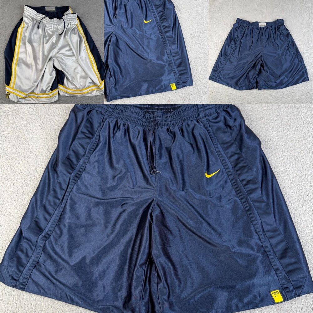 NIKE Reversible Basketball Shorts Mens 36 Waist Blue White Yellow Play On Player